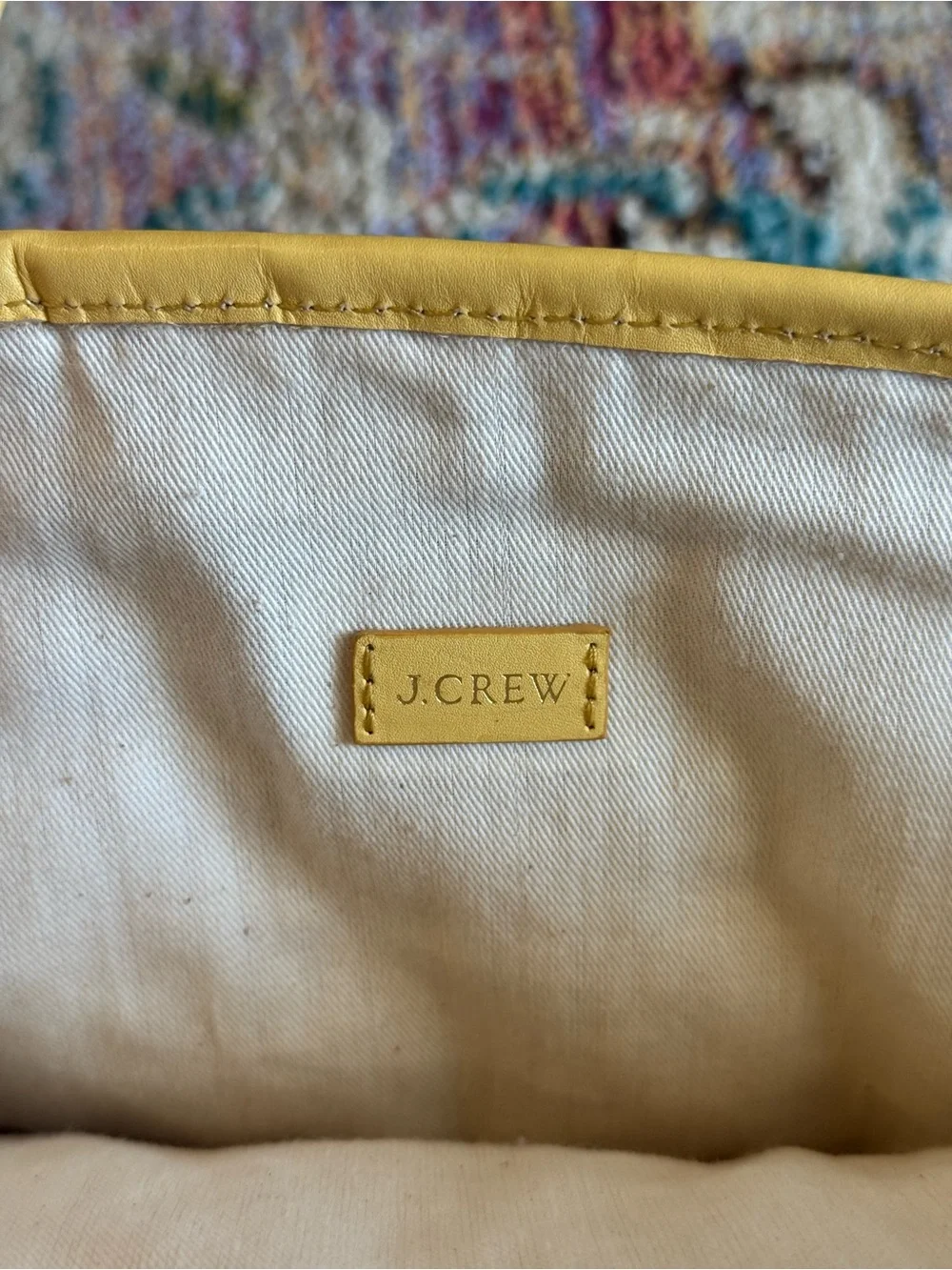 J. Crew Natural Woven Straw Mini-Tote with Yellow Leather Trim